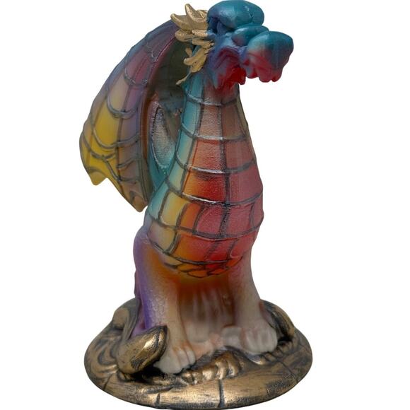 Resin Dragon Night Light 6" Stained Glass Look Fantasy Lamp Battery Operated - Picture 7 of 7